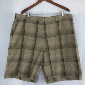 Mens Grand Slam Waist 42 Khaki Plaid Golf Shorts